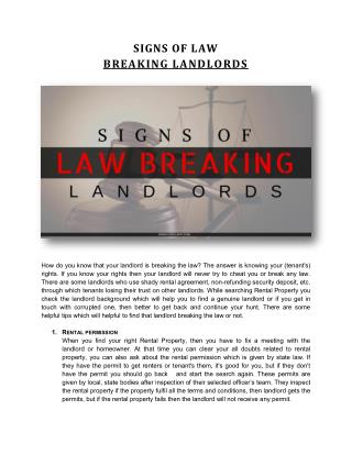 SIGNS OF LAW BREAKING LANDLORDS