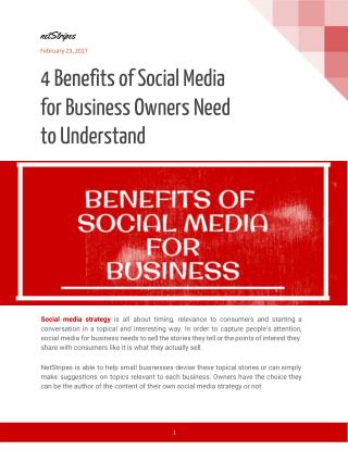 4 Benefits of Social Media for Business Owners Need to Understand