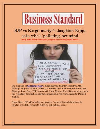 BJP vs Kargil martyr's daughter: Rijiju asks who's 'polluting' her mind