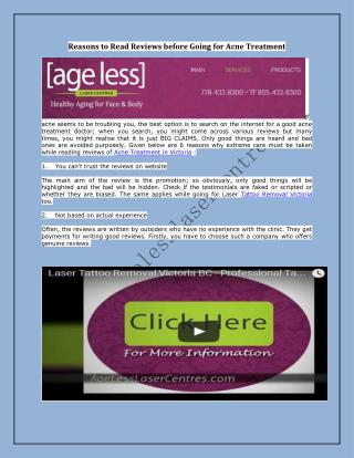 Age Less Laser Centres - Reasons to Read Reviews before Going for Acne Treatment
