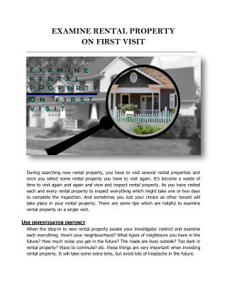 EXAMINE RENTAL PROPERTY ON FIRST VISIT