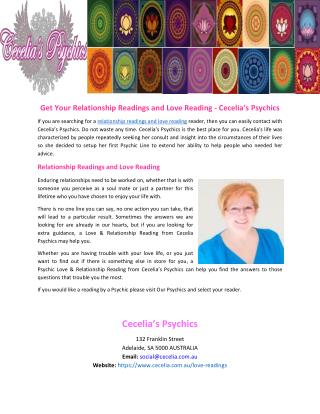 Get Your Relationship Readings and Love Reading Cecelia’s Psychics
