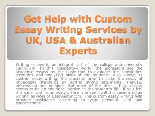 Custom Essay Writing Services - Quality Custom Essay Help in UK - USA & Australia