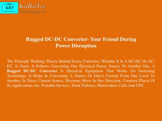 Rugged DC-DC Converter- Your Friend during Power Disruption