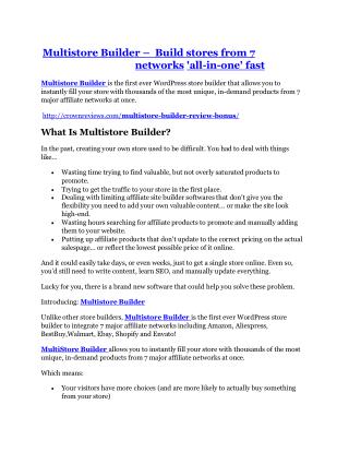 Multistore Builder Review - Multistore Builder DEMO & BONUS