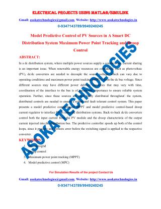 Model Predictive Control of PV Sources in A Smart DC Distribution System Maximum Power Point Tracking and Droop Control