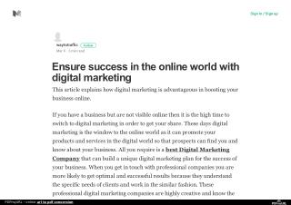 Ensure success in the online world with digital marketing
