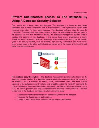 Prevent Unauthorized Access To The Database By Using A Database Security Solution