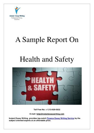 Sample Report on Health and Safety By Instant Essay Writing