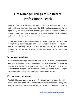 Fire Damage: Things to Do Before Professionals Reach