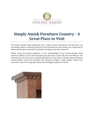 Simply Amish Furniture Country - A Great Place to Visit