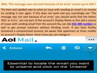 Why 'The message was not sent because of an error' comes up In AOL?