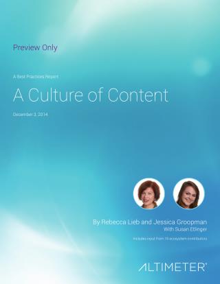 [Report] Culture of Content, by Altimeter Group