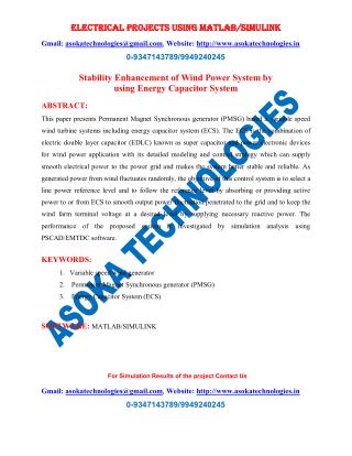 Stability Enhancement of Wind Power System by using Energy Capacitor System