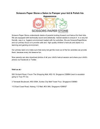 Scissors Paper Stone a Salon to Pamper your kid & Polish his Appearance