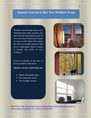 Options You Get to Buy New Windows From