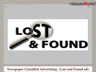 Lost and Found Advertisement in Newspaper