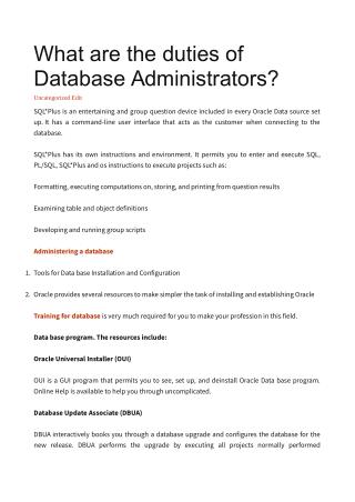 What are the duties of Database Administrators?