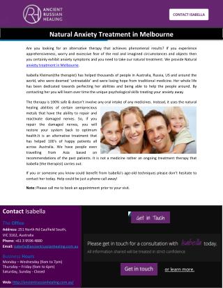 Natural Anxiety Treatment in Melbourne