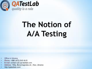The Notion of A/A Testing