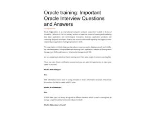 Oracle training: Important Oracle Interview Questions and Answers