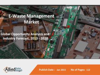 E-Waste Management Market is Expected to Reach $49.4 Billion, Globally, by 2020