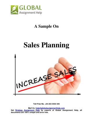 Sample On Sales Planning By Global Assignment Help