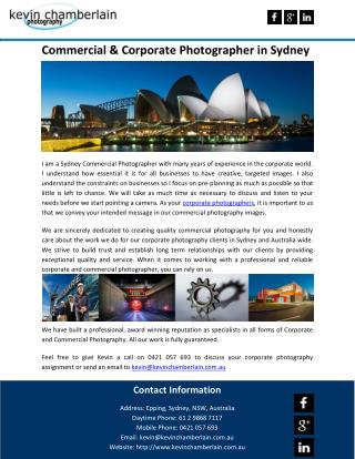 Commercial & Corporate Photographer in Sydney