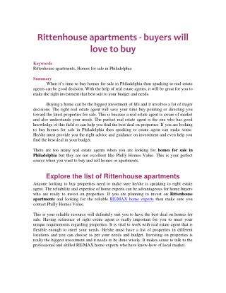 Rittenhouse apartments - buyers will love to buy
