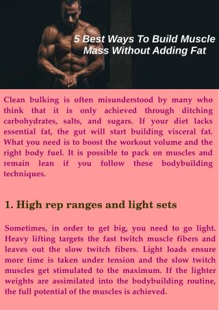 The Best Tips On How To Build Muscle Mass Fast