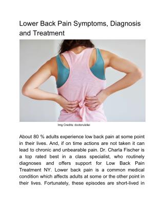 Lower Back Pain Symptoms, Diagnosis and Treatment
