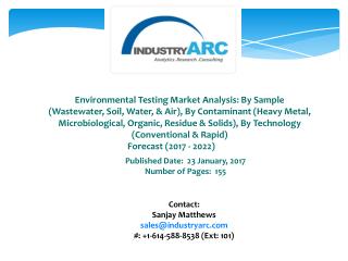 Environmental Testing Market To Rise Along With Heightened Environmental Monitoring Protocols