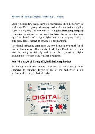 Benefits of Hiring a Digital Marketing Company