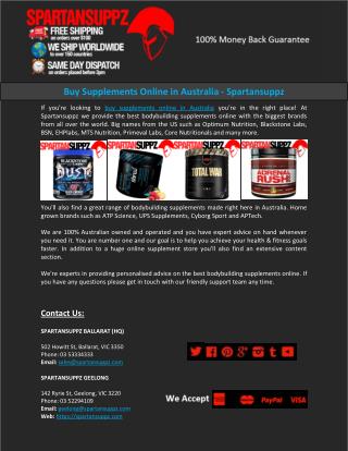 Buy Supplements Online in Australia - Spartansuppz