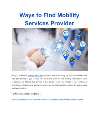 Ways to Find Mobility Services Provider