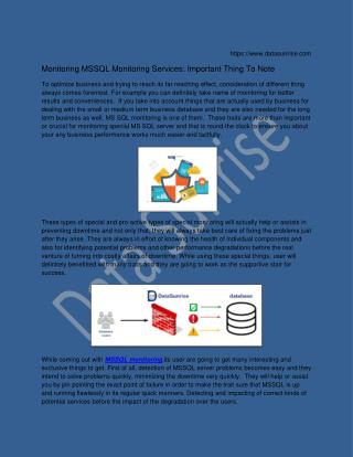 Monitoring MSSQL monitoring services: important thing to note
