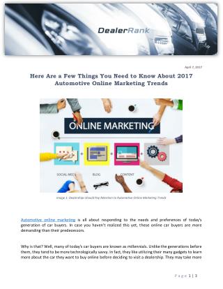 Here Are a Few Things You Need to Know About 2017 Automotive Online Marketing Trends