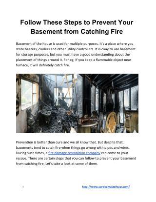 Follow These Steps to Prevent Your Basement from Catching Fire