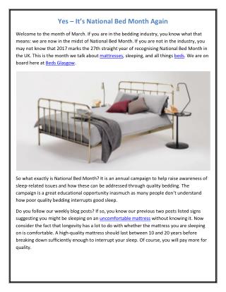 Yes – It’s National Bed Month Again