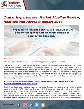 Ocular Hypertension Market Share, Trends and Forecasts 2016