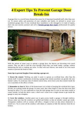 4 Expert Tips To Prevent Garage Door Break-Ins