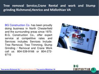 Tree removal Service,Crane Rental and work and Stump grinding Richmond, Henrico and Midlothian VA