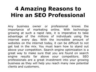 4 Amazing Reasons to Hire an SEO Professional