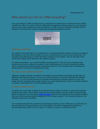 Who should you hire for CRM consulting ?