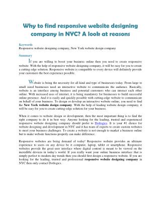 Why to find responsive website designing company in NYC? A look at reasons