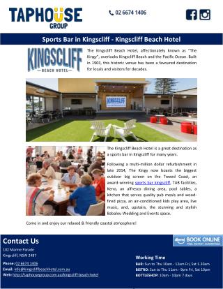 Sports Bar in Kingscliff - Kingscliff Beach Hotel