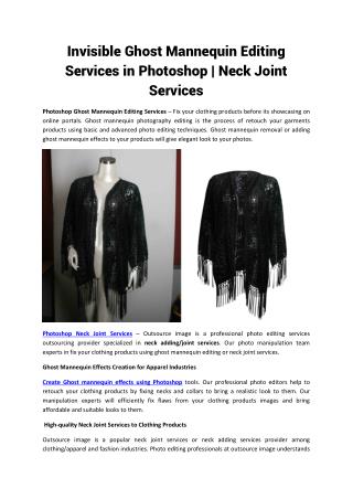 Invisible Ghost Mannequin Editing Services in Photoshop | Quality Neck Joint Services