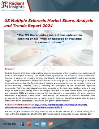 US Multiple Sclerosis Market Analysis and Forecasts 2024