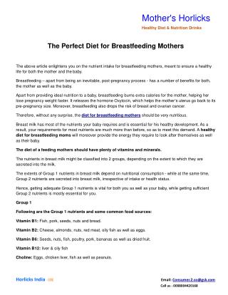 The perfect diet for breastfeeding mothers
