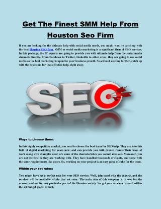 Get The Finest SMM Help From Houston Seo Firm